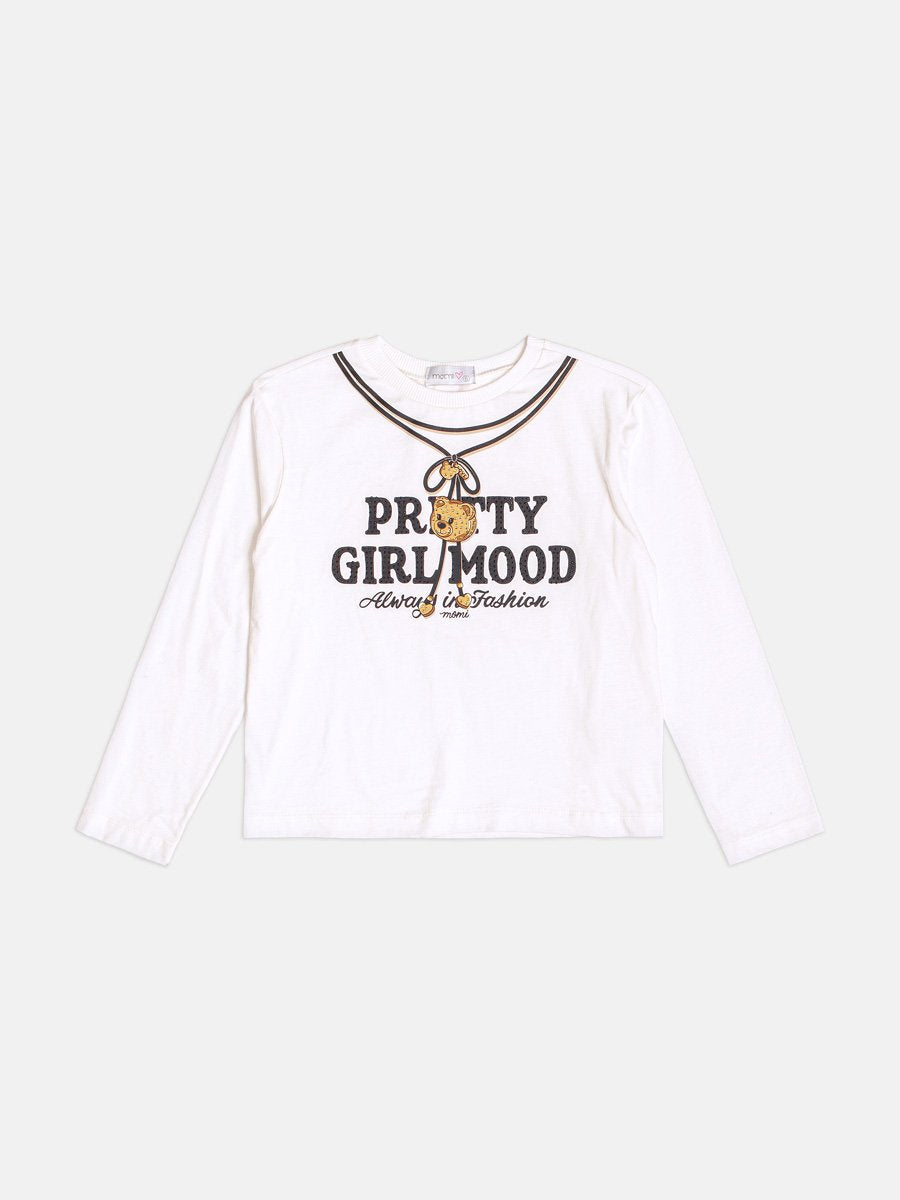 Momi Girls' Top – Long Sleeve Little Bear with Rhinestones