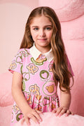 Children's Girl's Short Sleeve Waffle Bear Dress