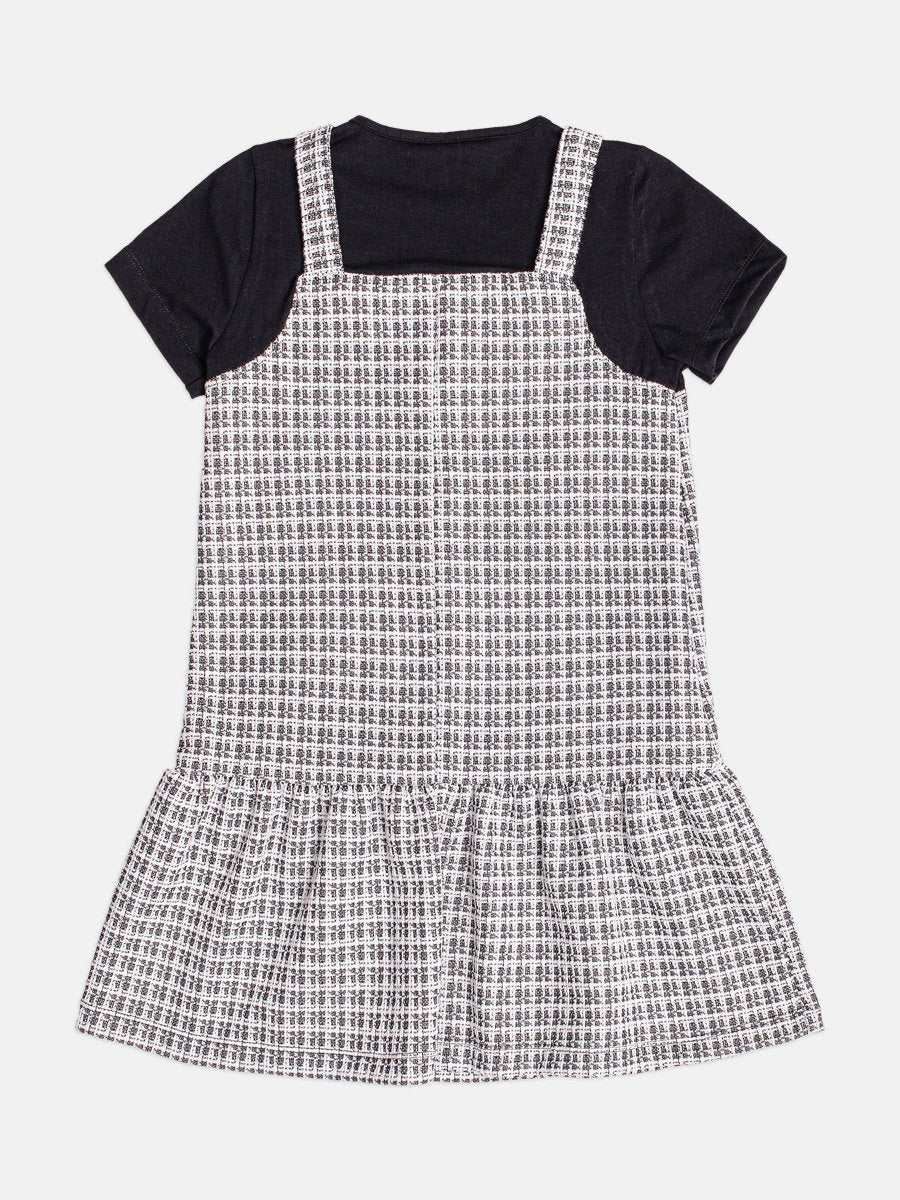 Children's Girl's Short Sleeve Plaid Tweed Dress