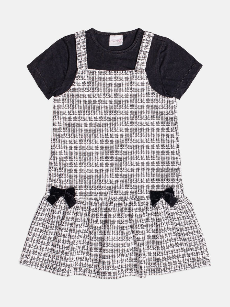 Children's Girl's Short Sleeve Plaid Tweed Dress
