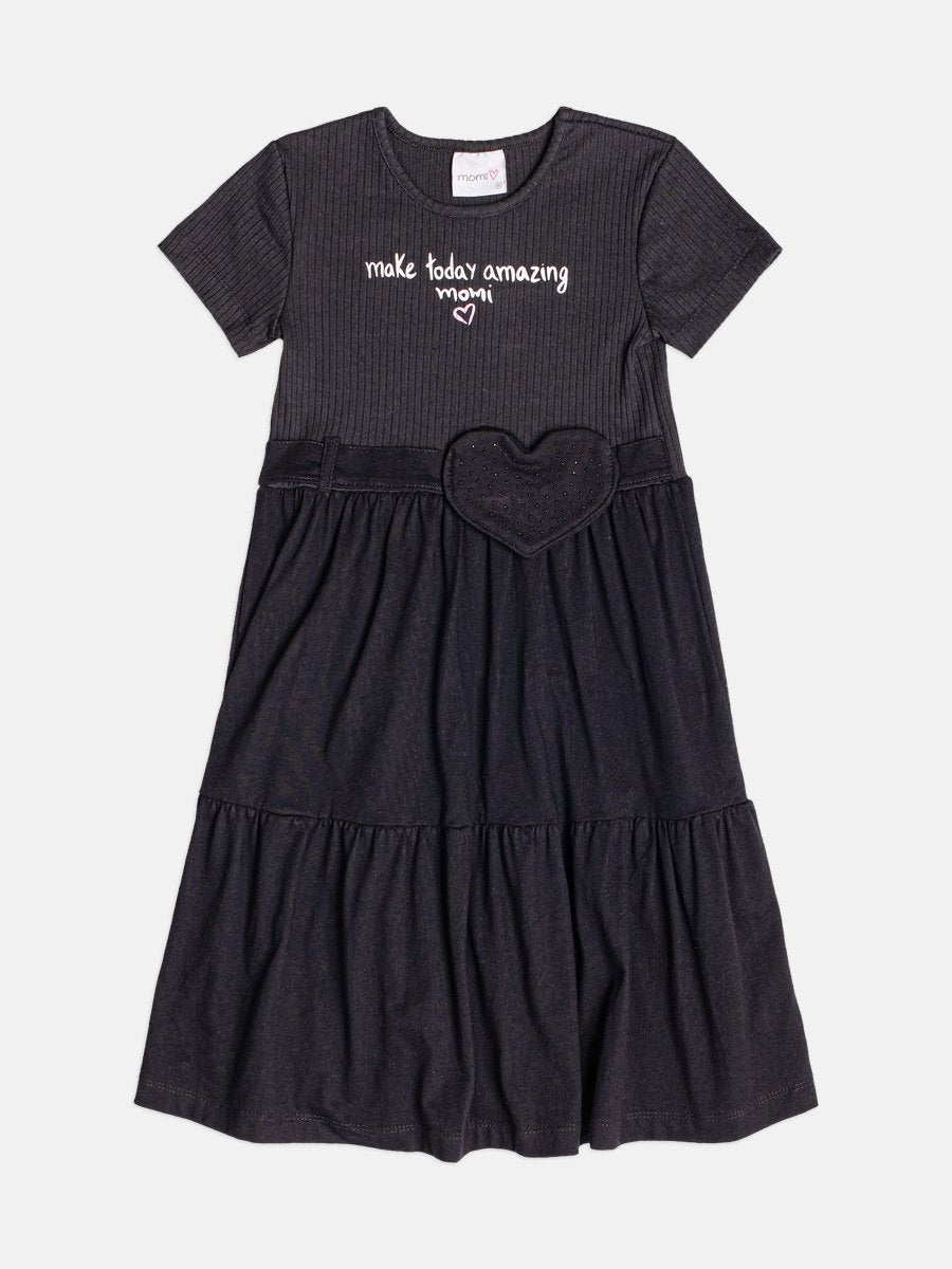 Children's Dress for Girls with Heart Bag