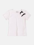 Children's Girl's Short Sleeve Blouse with Velvet Bows