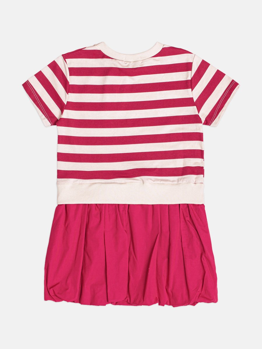 Striped Short Sleeve Children's Balloon Dress