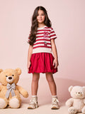 Striped Short Sleeve Children's Balloon Dress