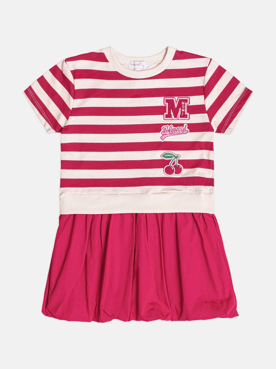 Striped Short Sleeve Children's Balloon Dress