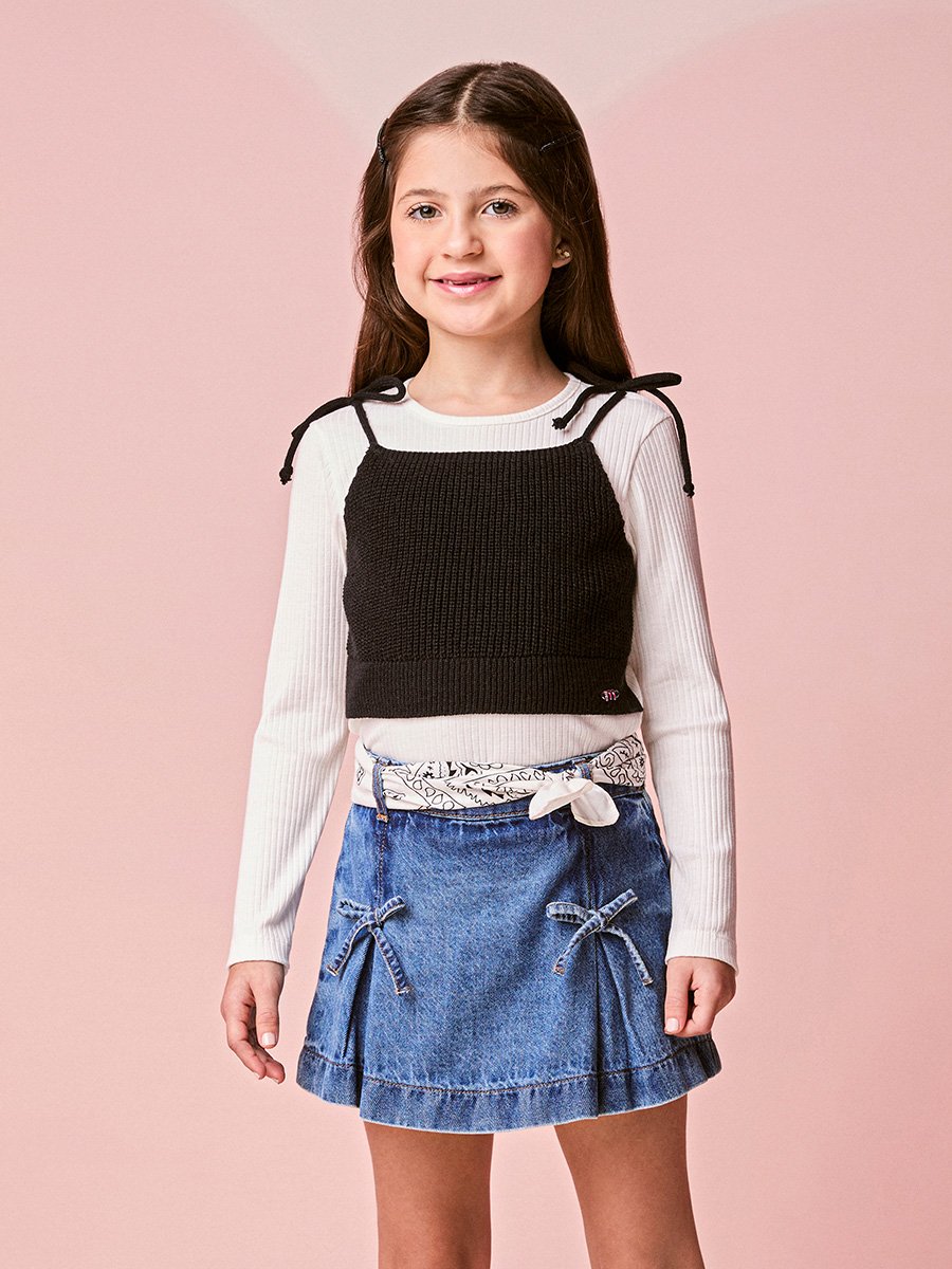 Momi Girls' Top – Top Black Knit