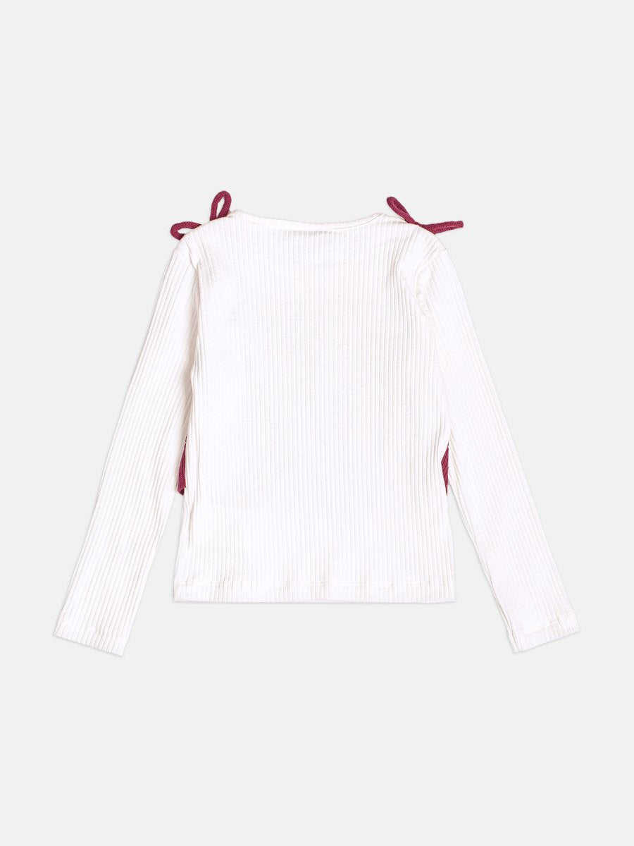Children's Girl's Blouse with Burgundy Knitting Top