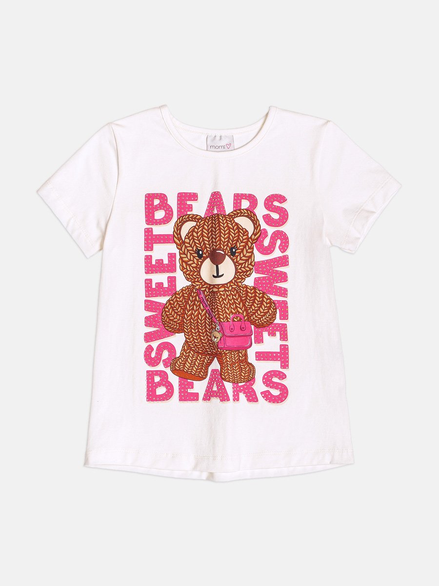 Momi Girls' Set – Short Sleeve Little Bear Knit