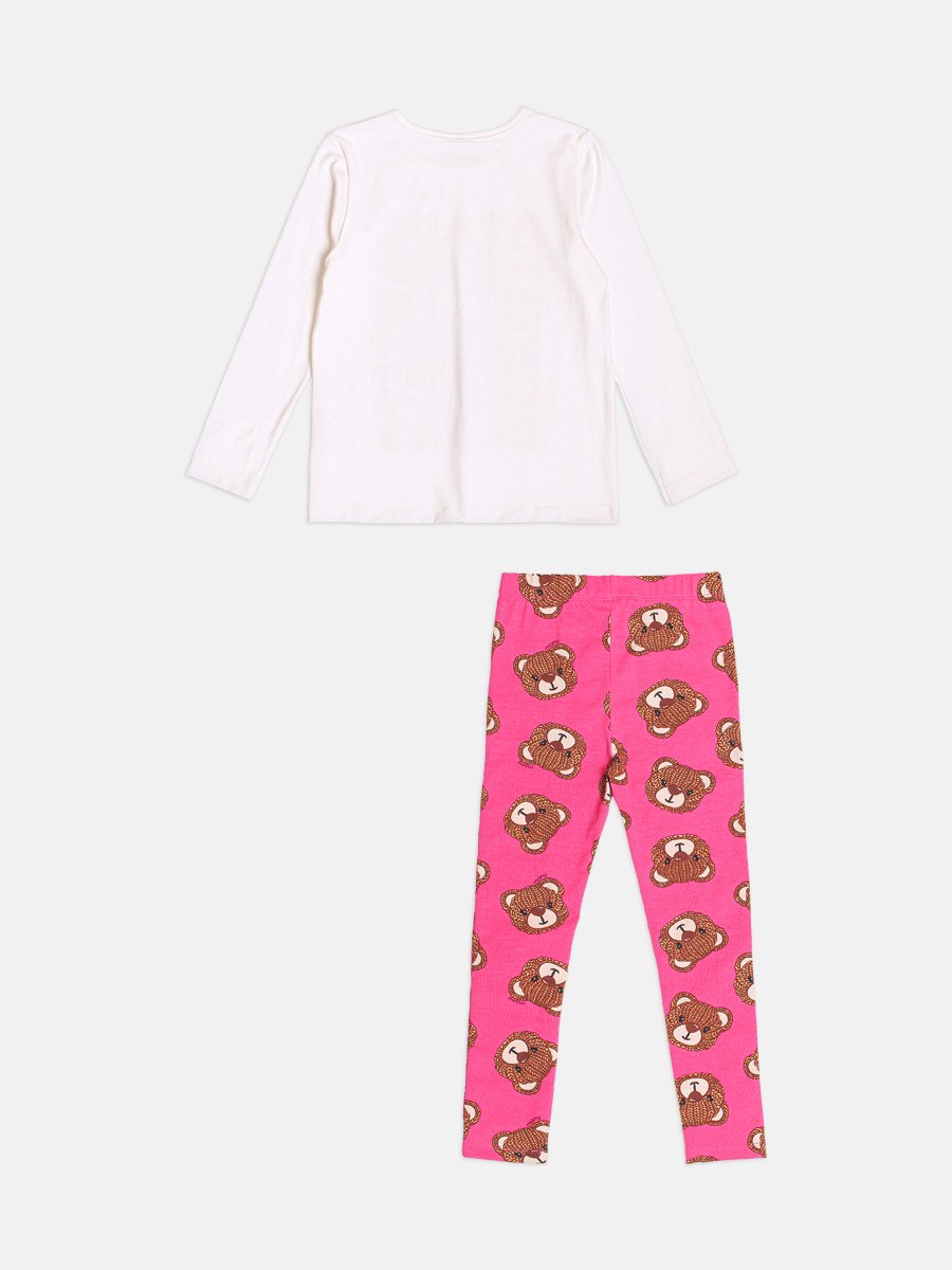 Momi Girls' Set – Long Sleeve Little Bear Knit