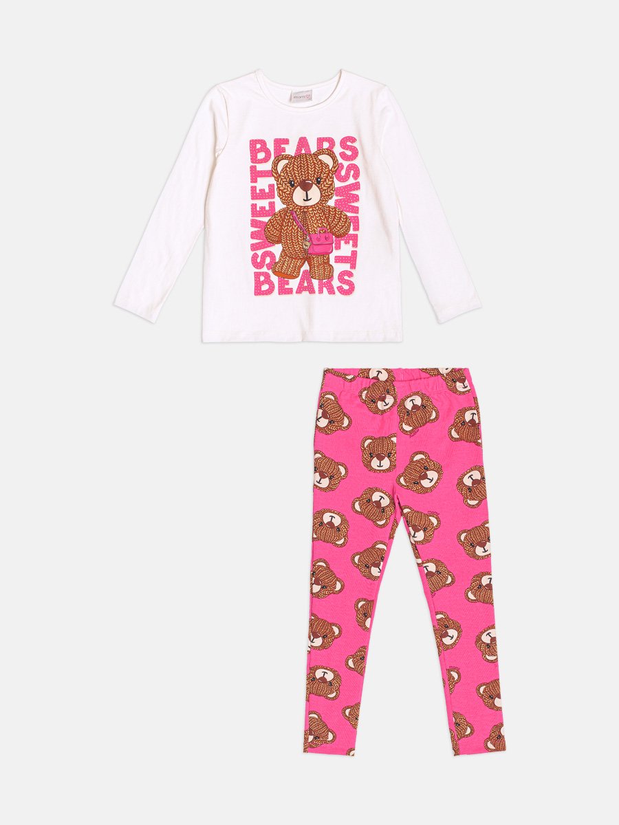Momi Girls' Set – Long Sleeve Little Bear Knit