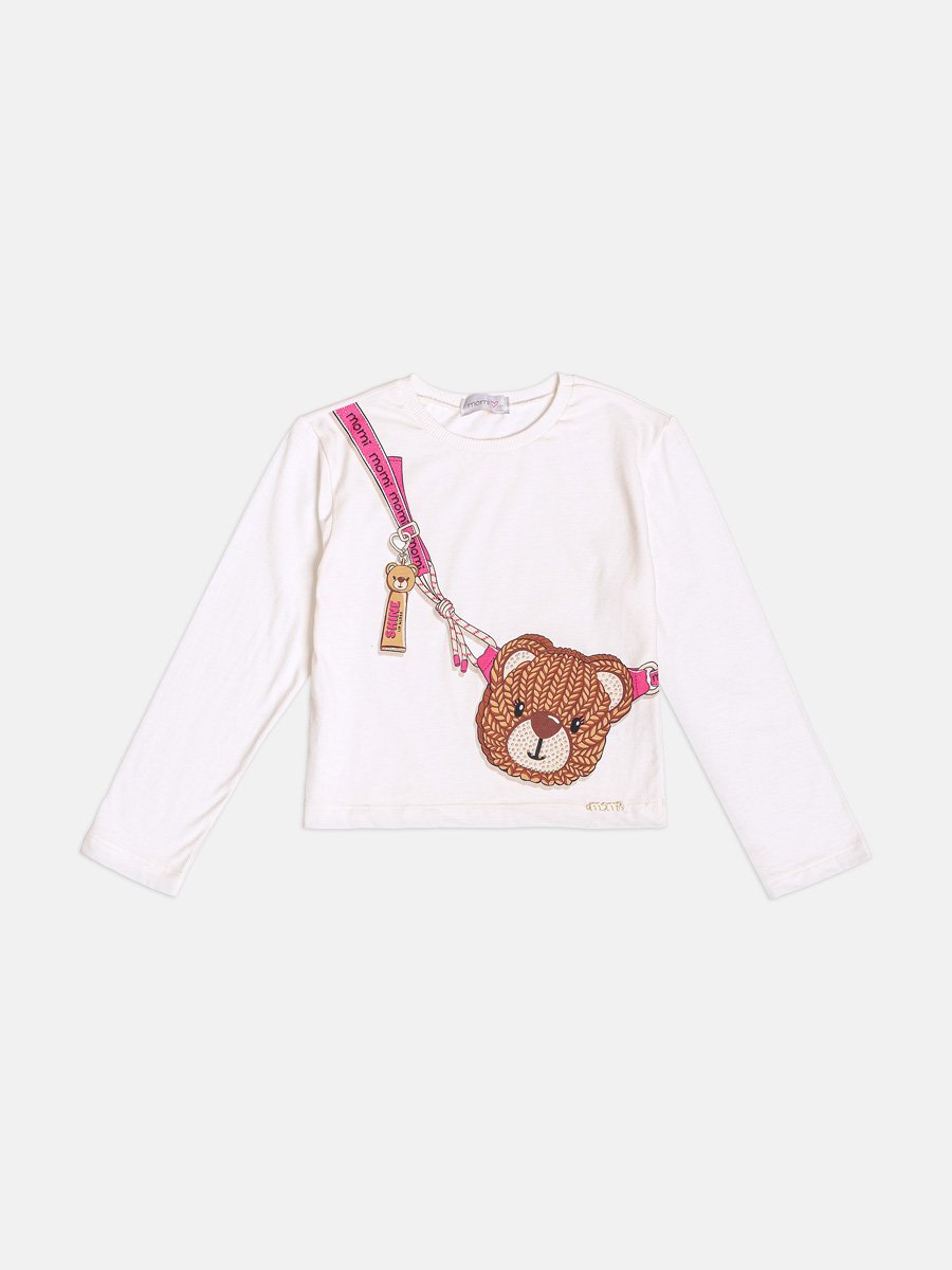 Momi Girls' Set – Long Sleeve with Little Bear Purse