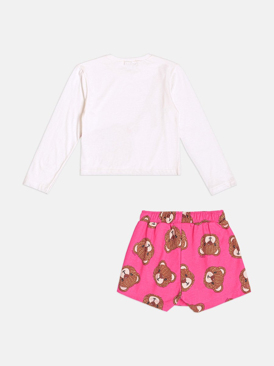 Momi Girls' Set – Long Sleeve with Little Bear Purse