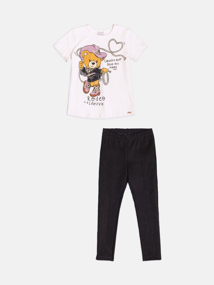 Momi Girls' Set – Short Sleeve Country Bear