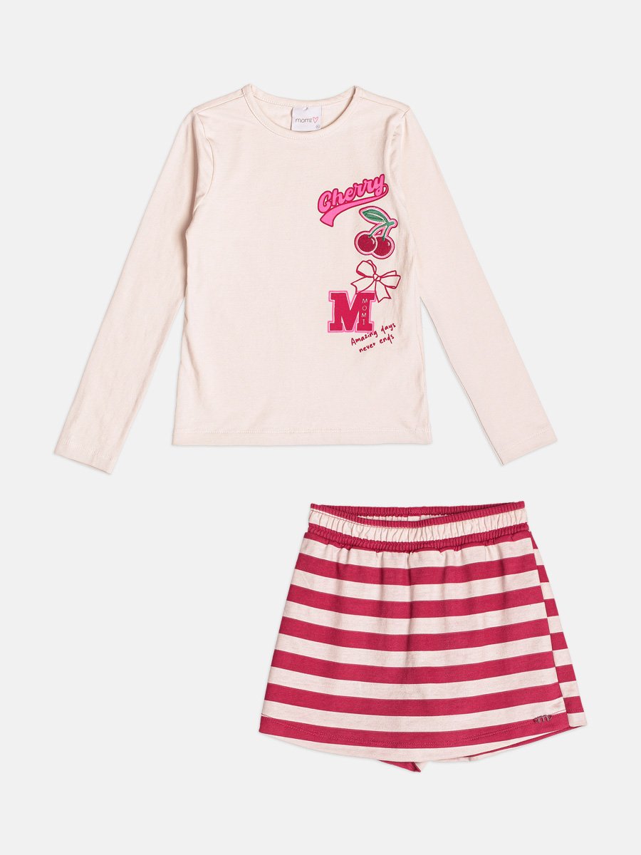 Children's Set Girl with Cherry Patch