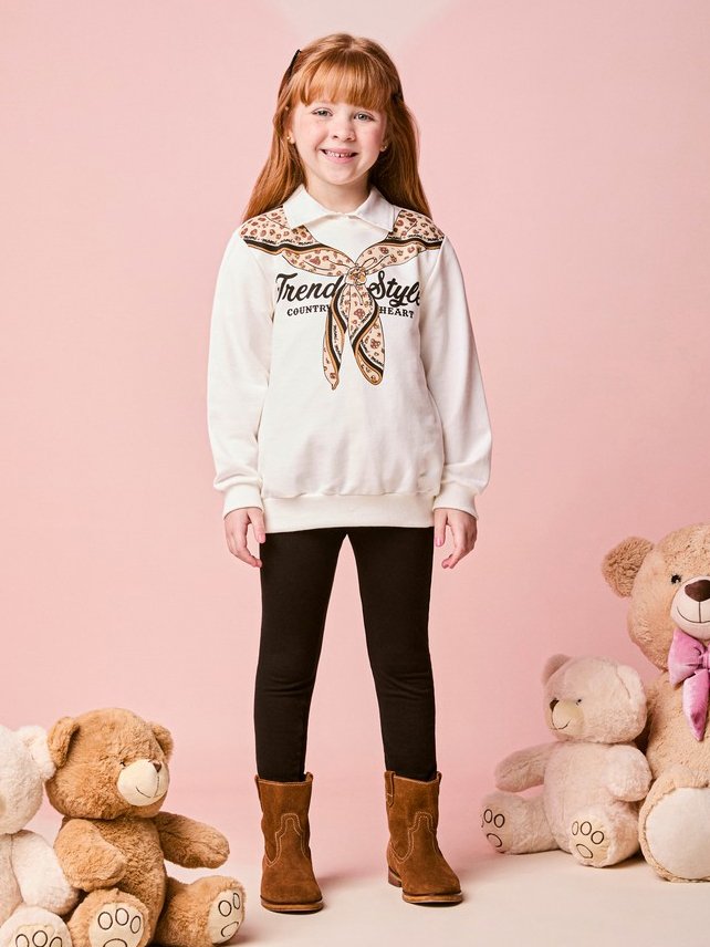 Momi Girls' Set – Long Sleeve with Scarf Print