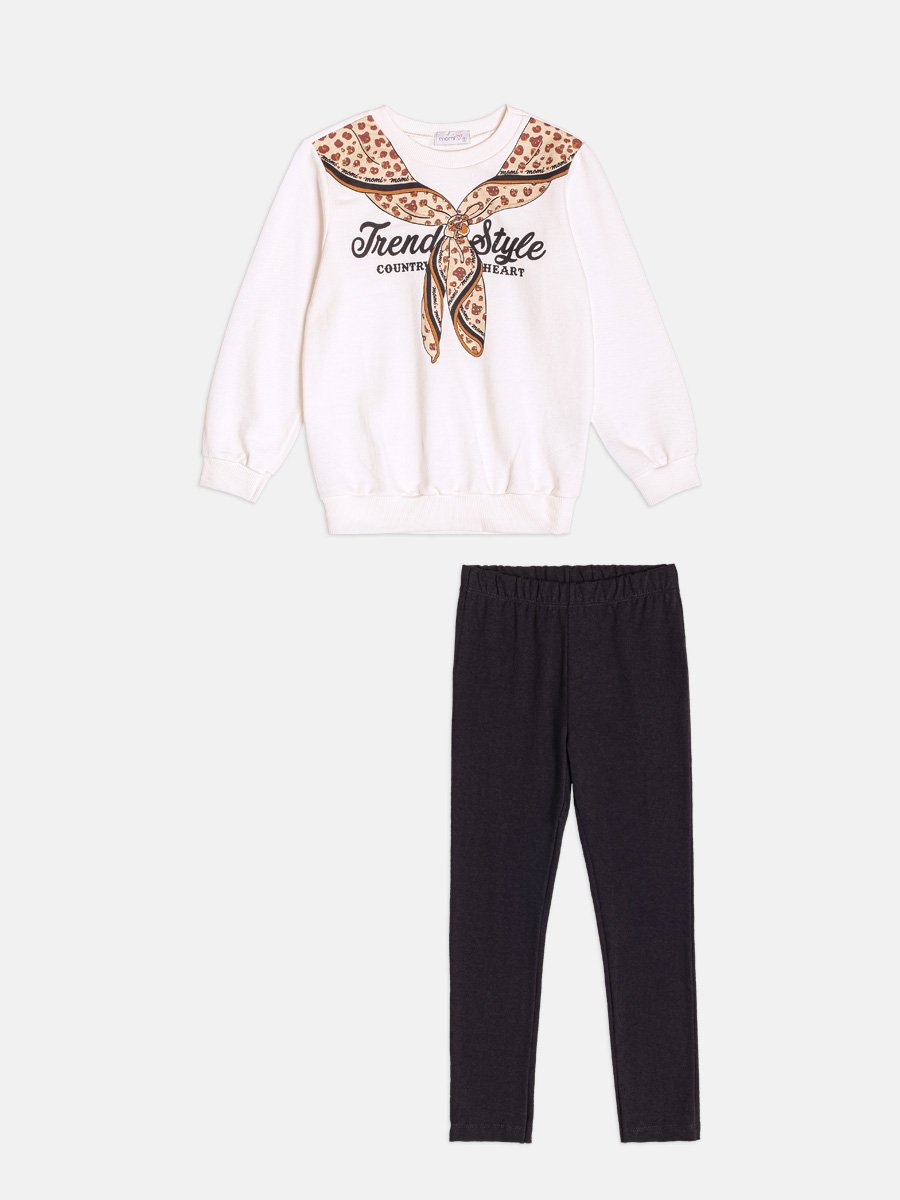 Momi Girls' Set – Long Sleeve with Scarf Print