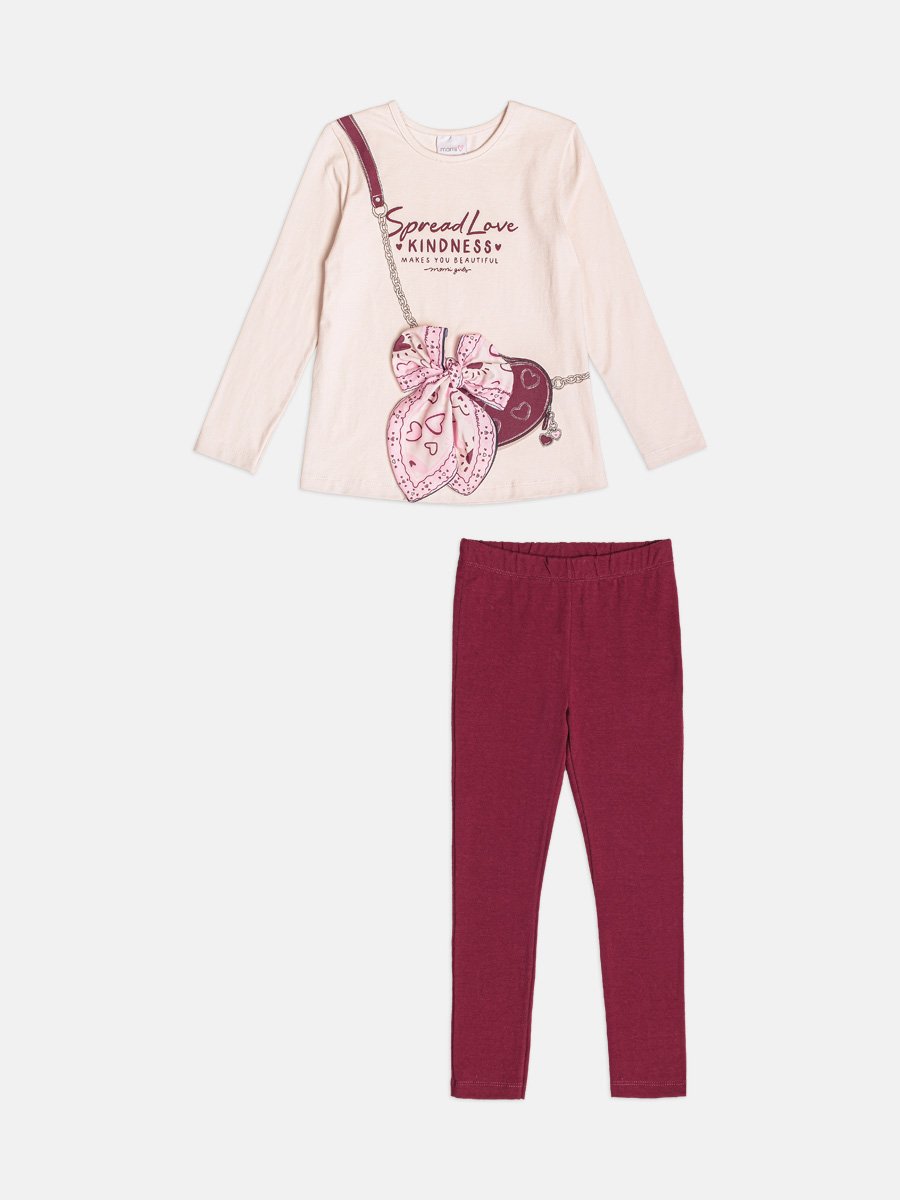 Girls Long Sleeve Heart Bag Set