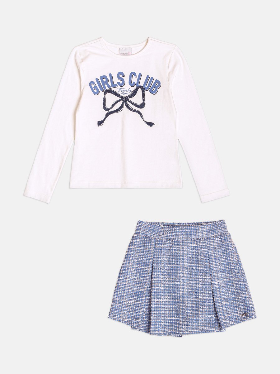 Girls Long Sleeve Bow Set with Rhinestones