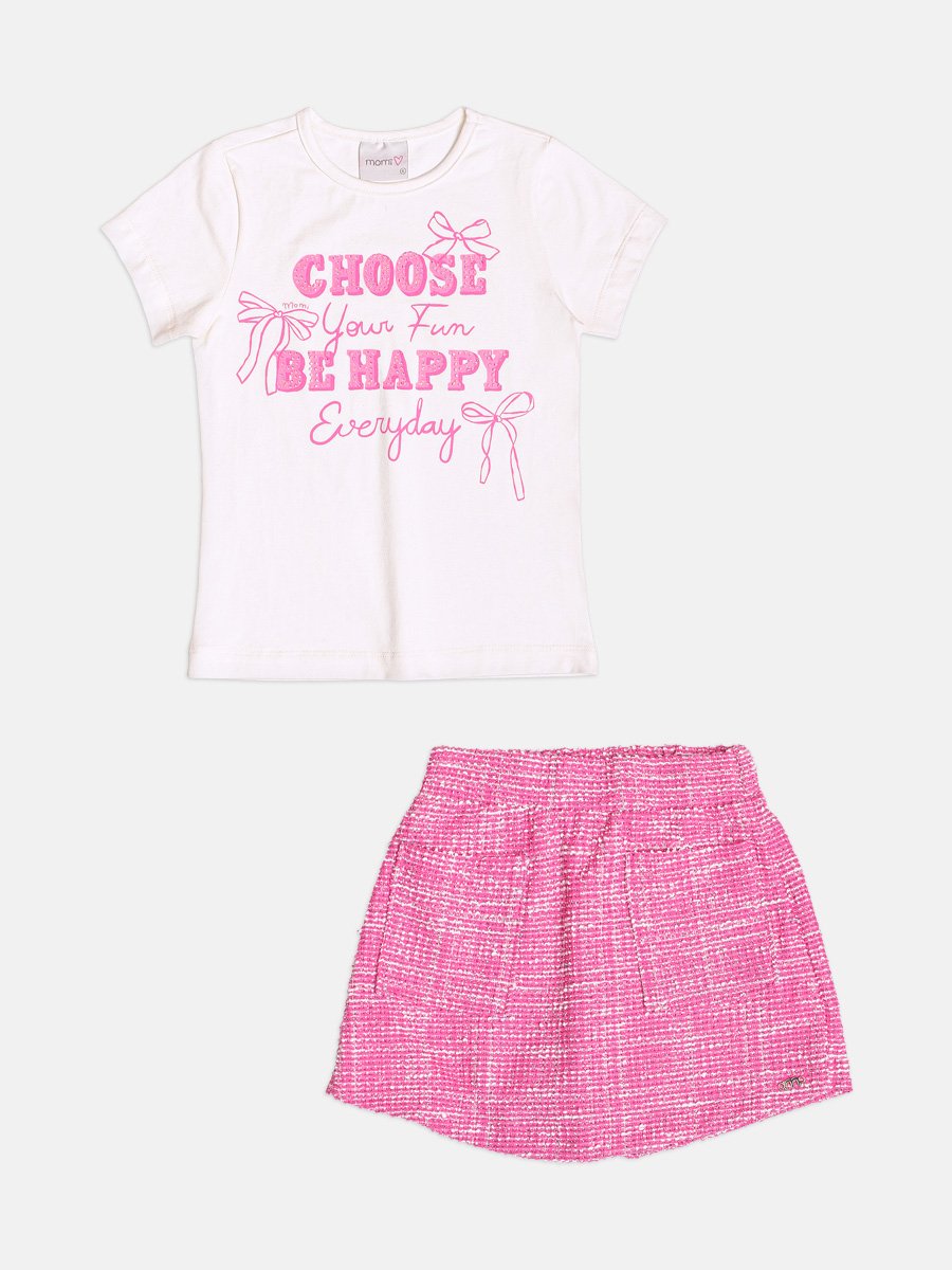 Momi Girls' Set – Tweed Pink with Pocket