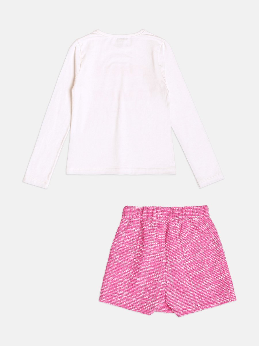 Momi Girls' Set – Tweed Pink with Pocket