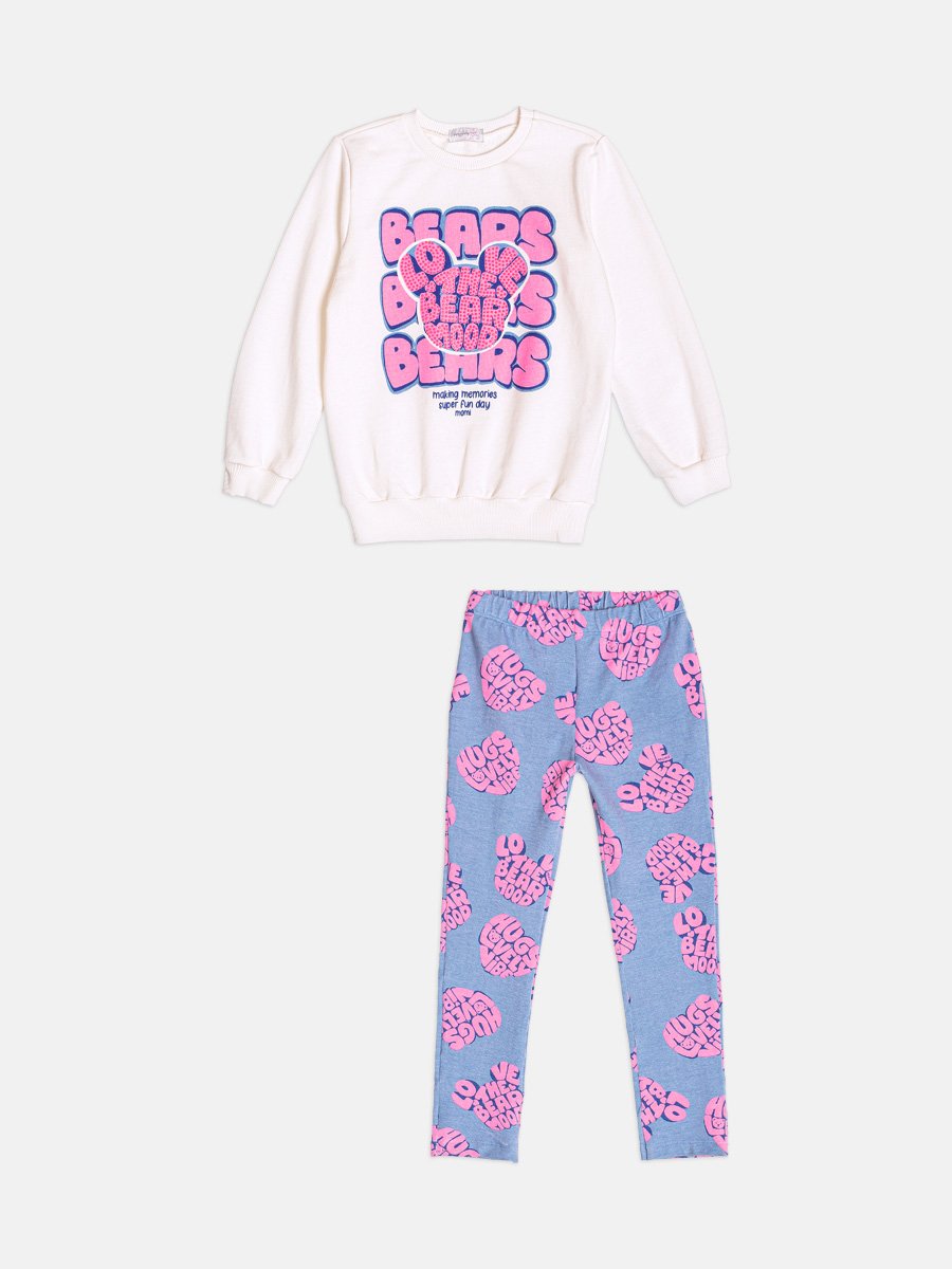 Girls Neon Bear Cool Sweatsuit Set