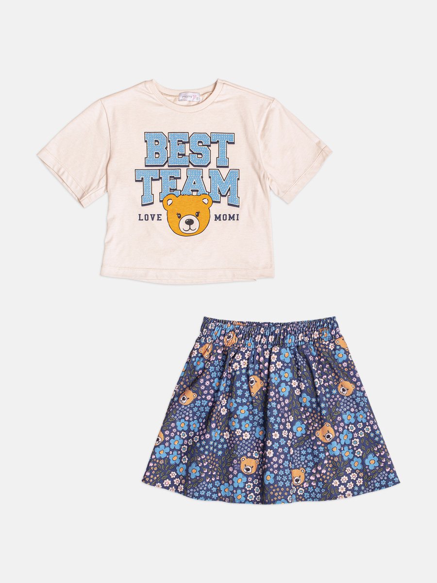 Children's Girl's Floral Teddy Bear Set