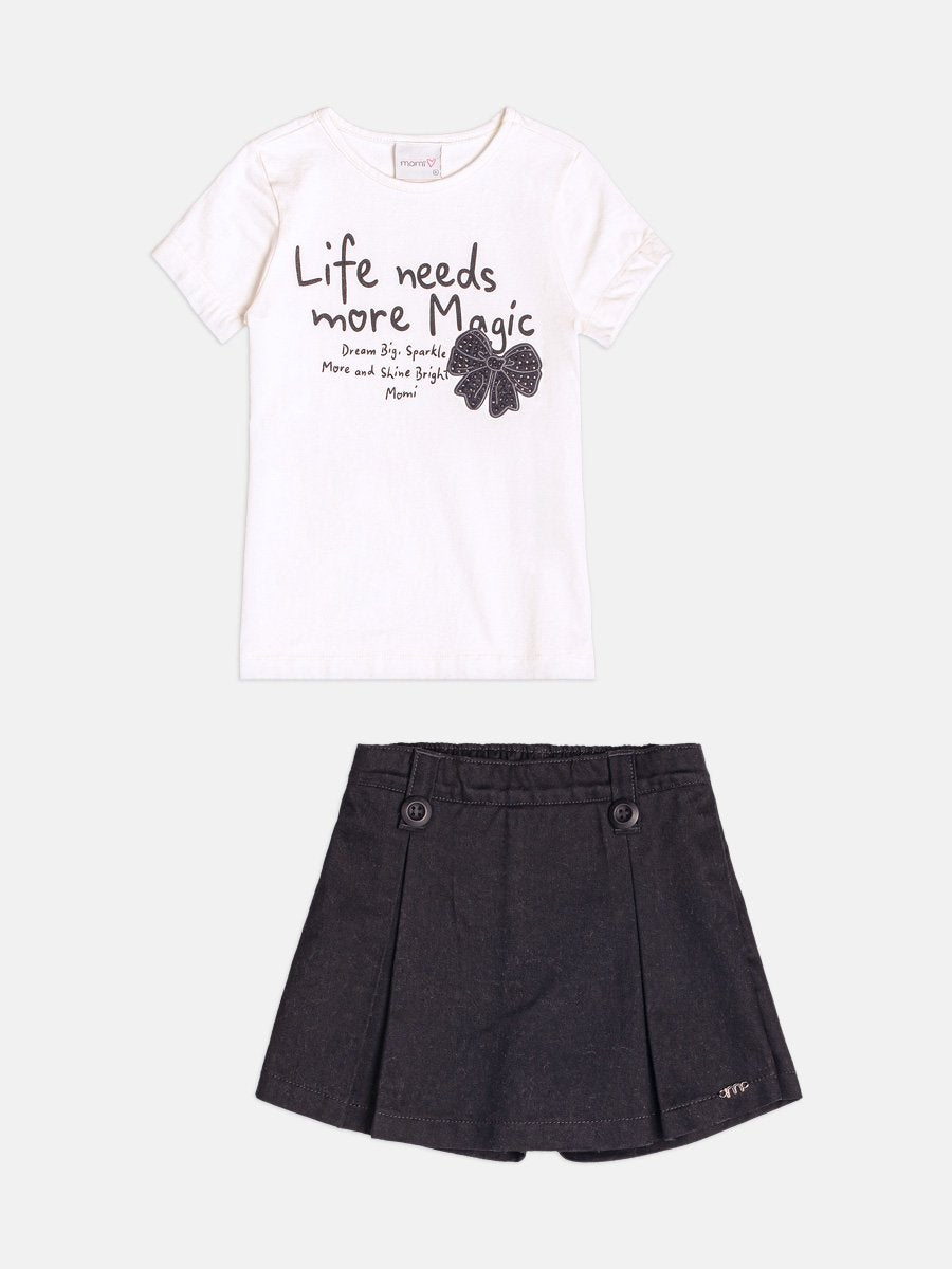 Children's Set Lettering Girl with Pleats