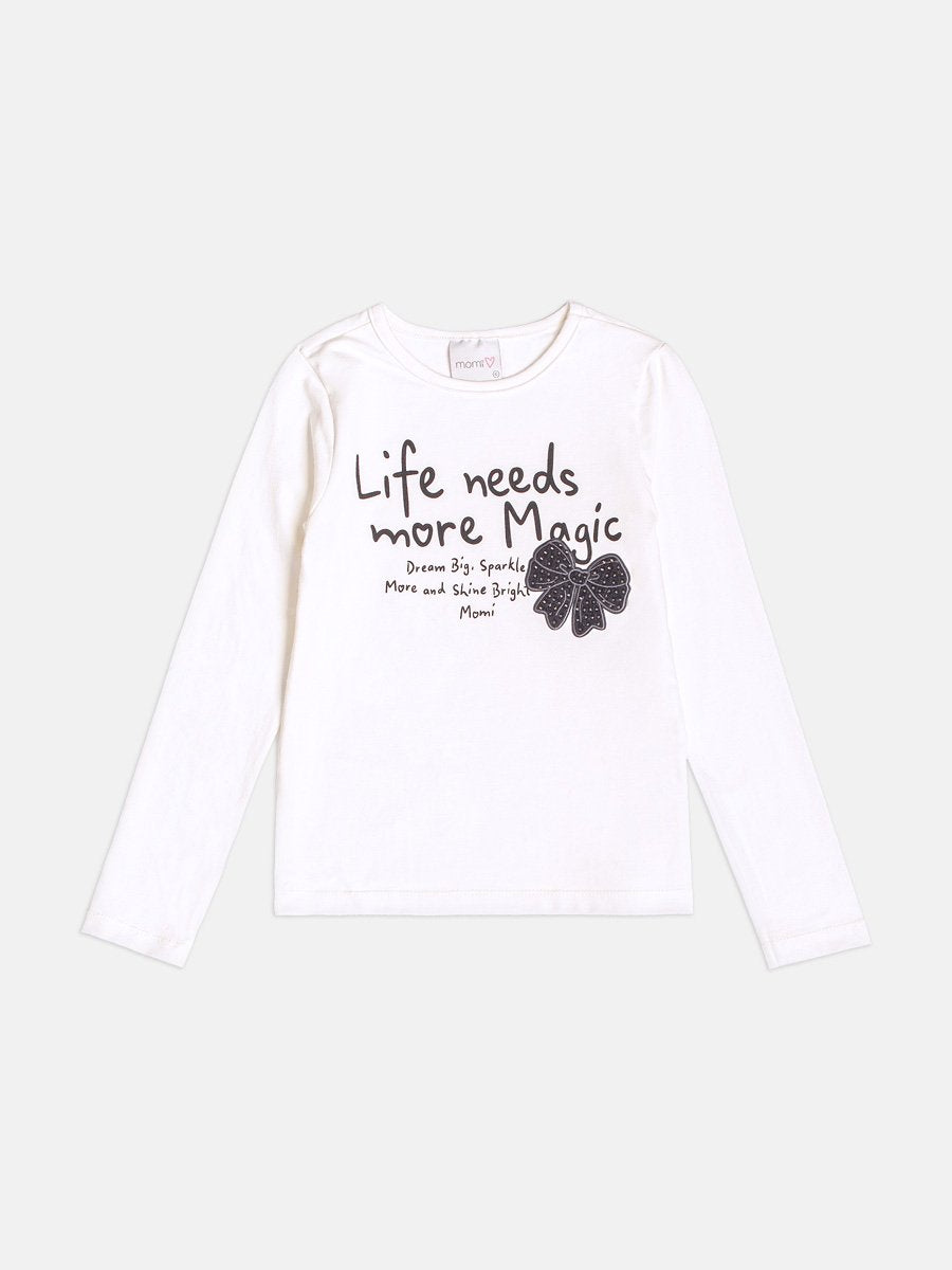 Girls Long Sleeve Lettering Set with Pleats