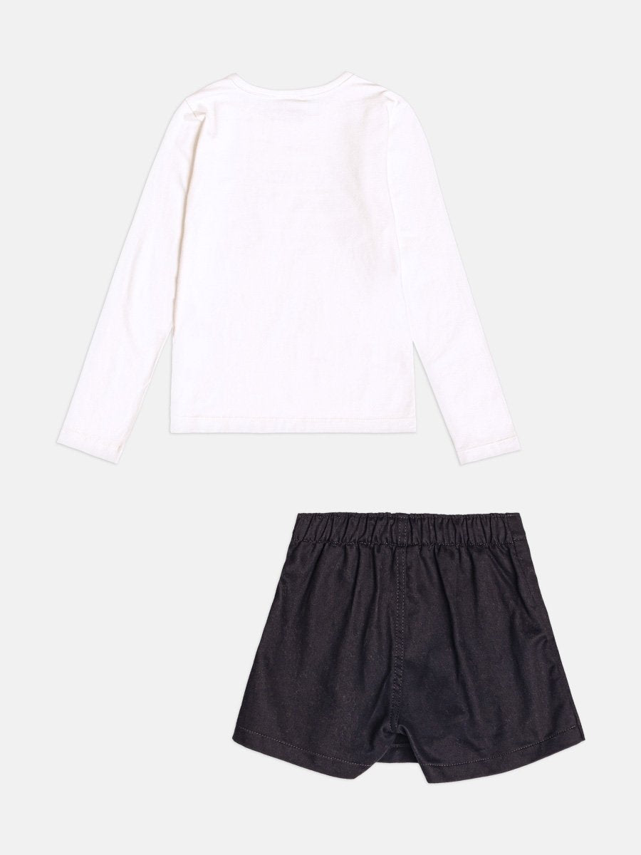 Girls Long Sleeve Lettering Set with Pleats