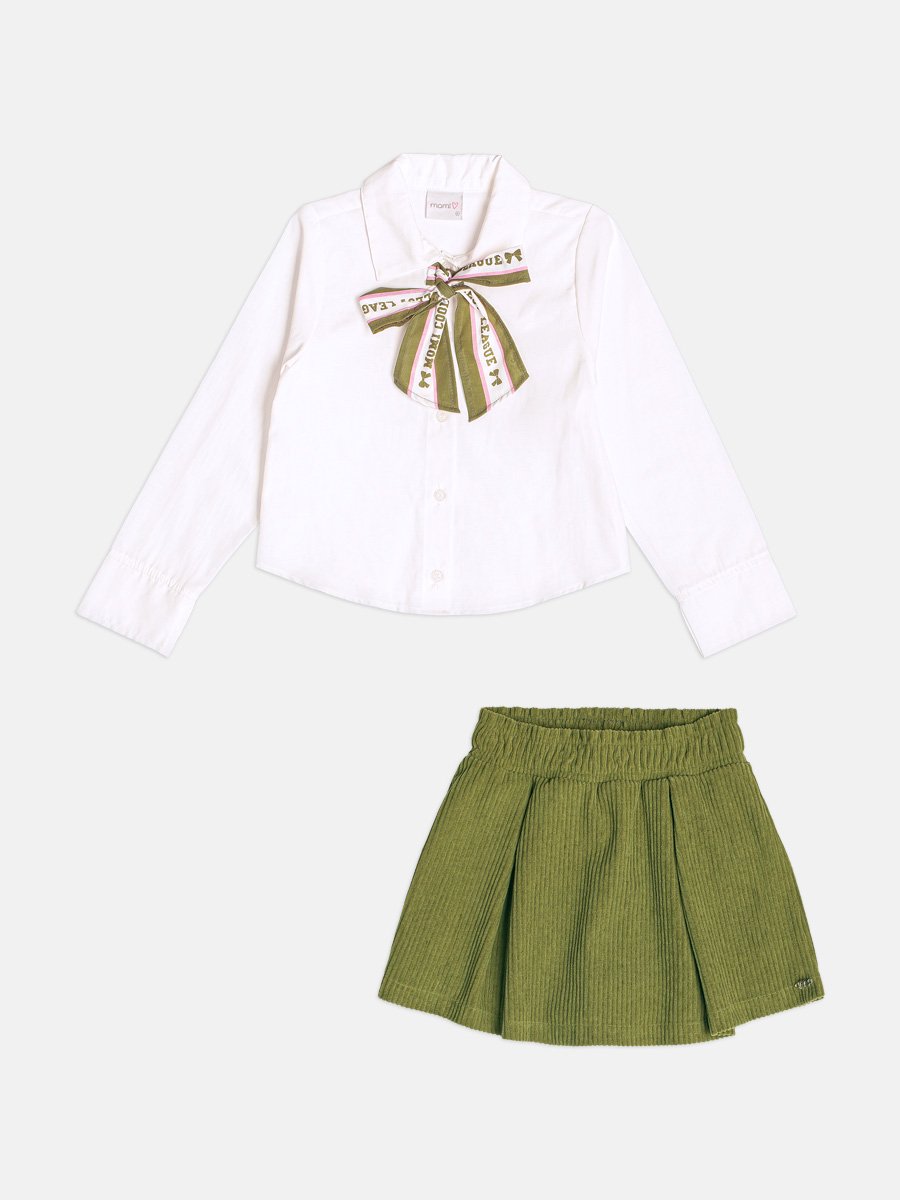 Girls Long Sleeve Velvet Set with Bow