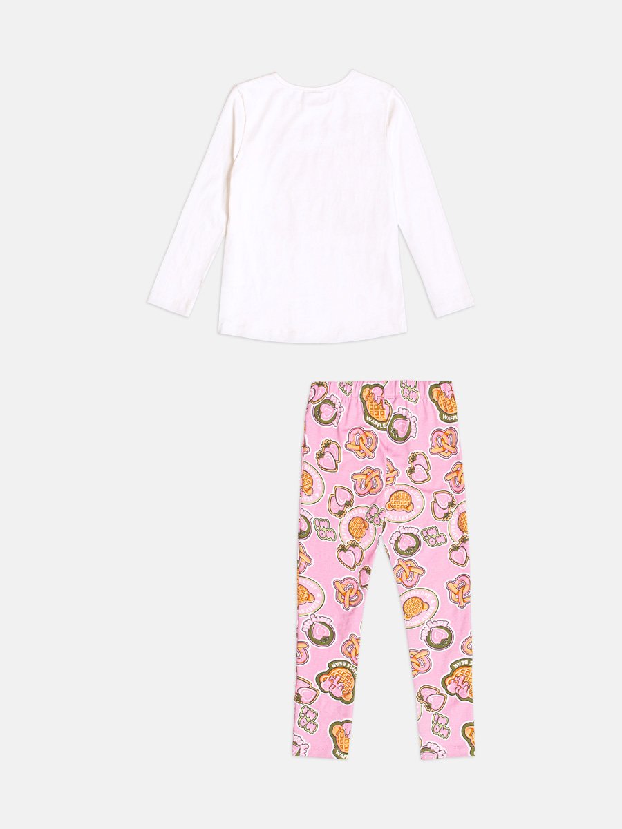 Girls Waffle Bear Set with Rhinestones