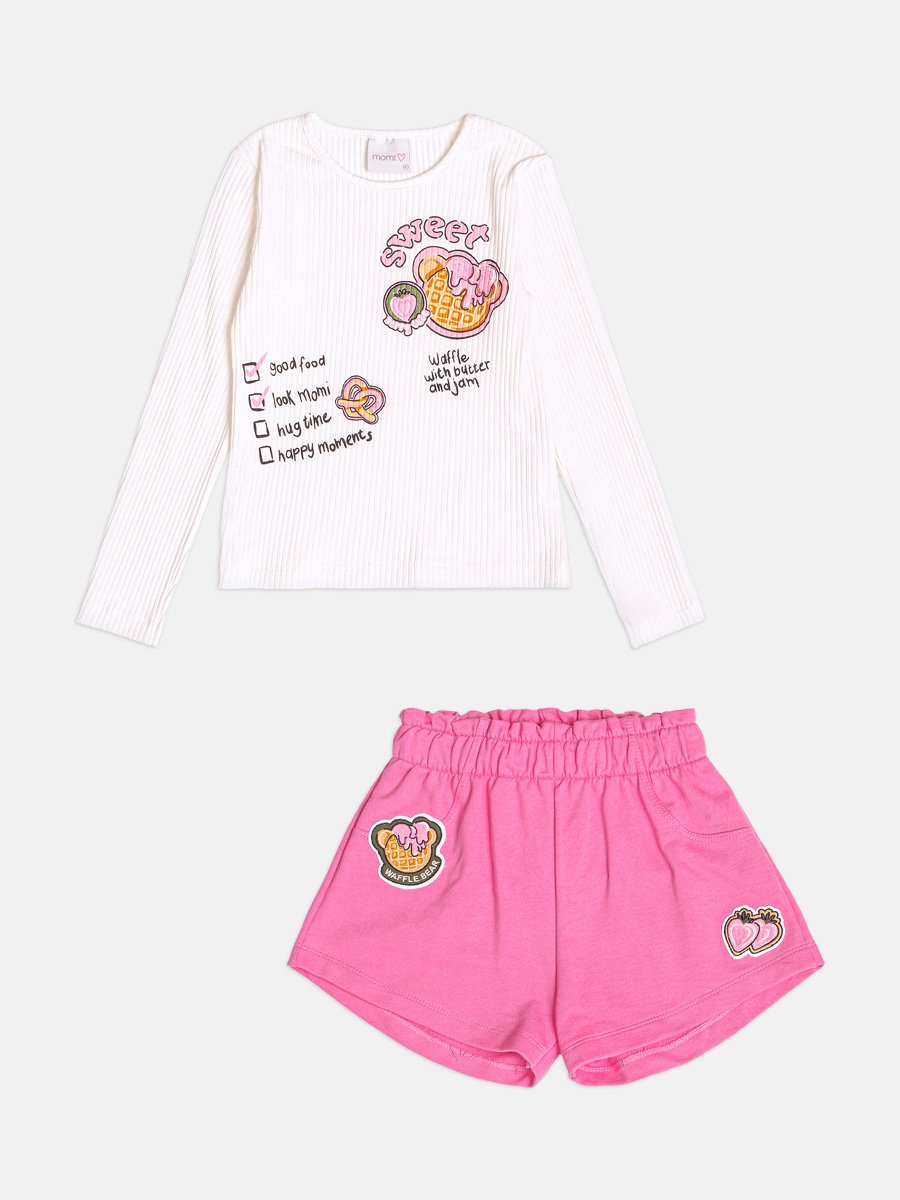 Children's Set for Girls with Waffle Bear Patch