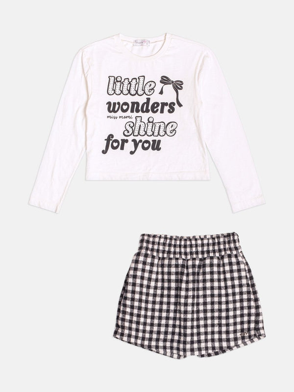 Children's Girl Checkered Set with Lettering