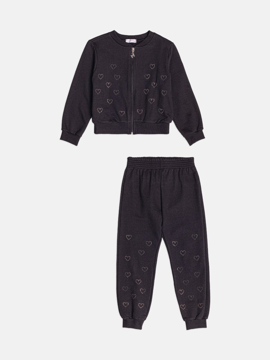 Momi Girls' Set – Fleece with Heart Rhinestones