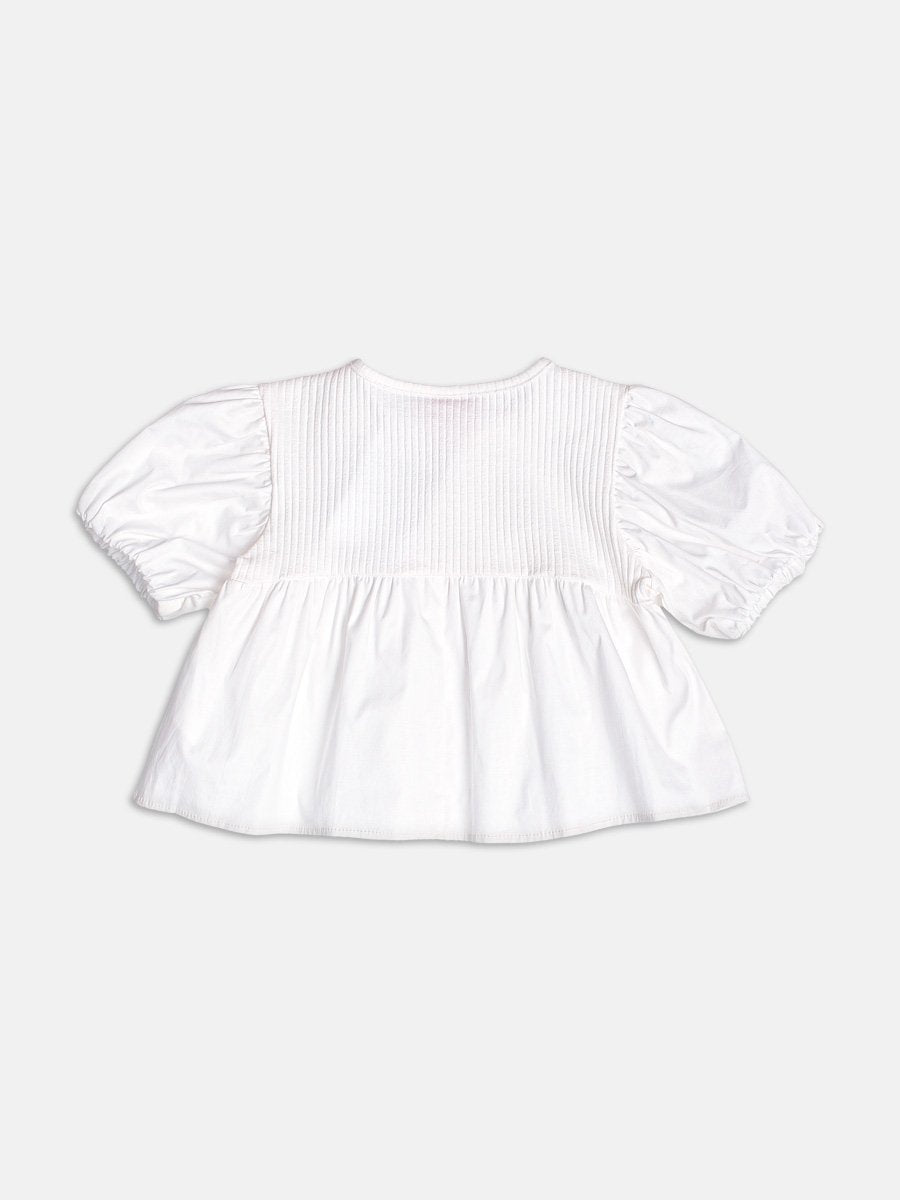 Off Blouse with Balloon Sleeves