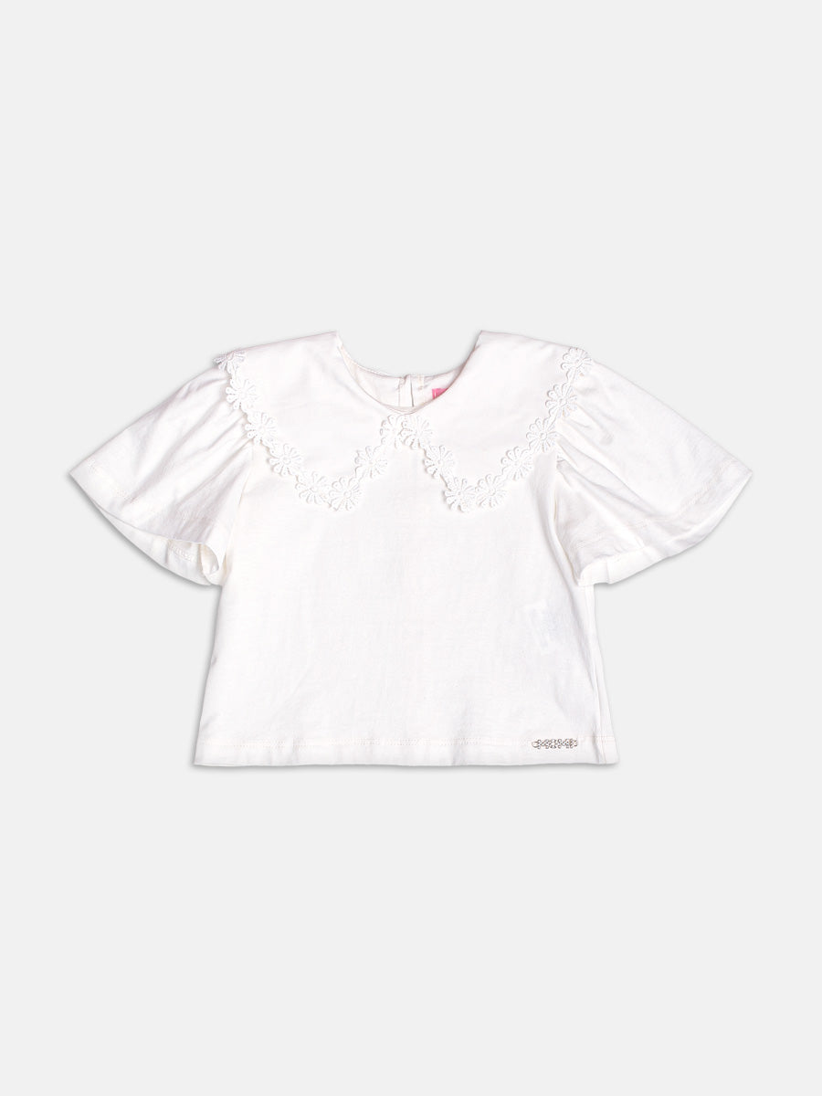 Off-Neck Blouse With Guipir