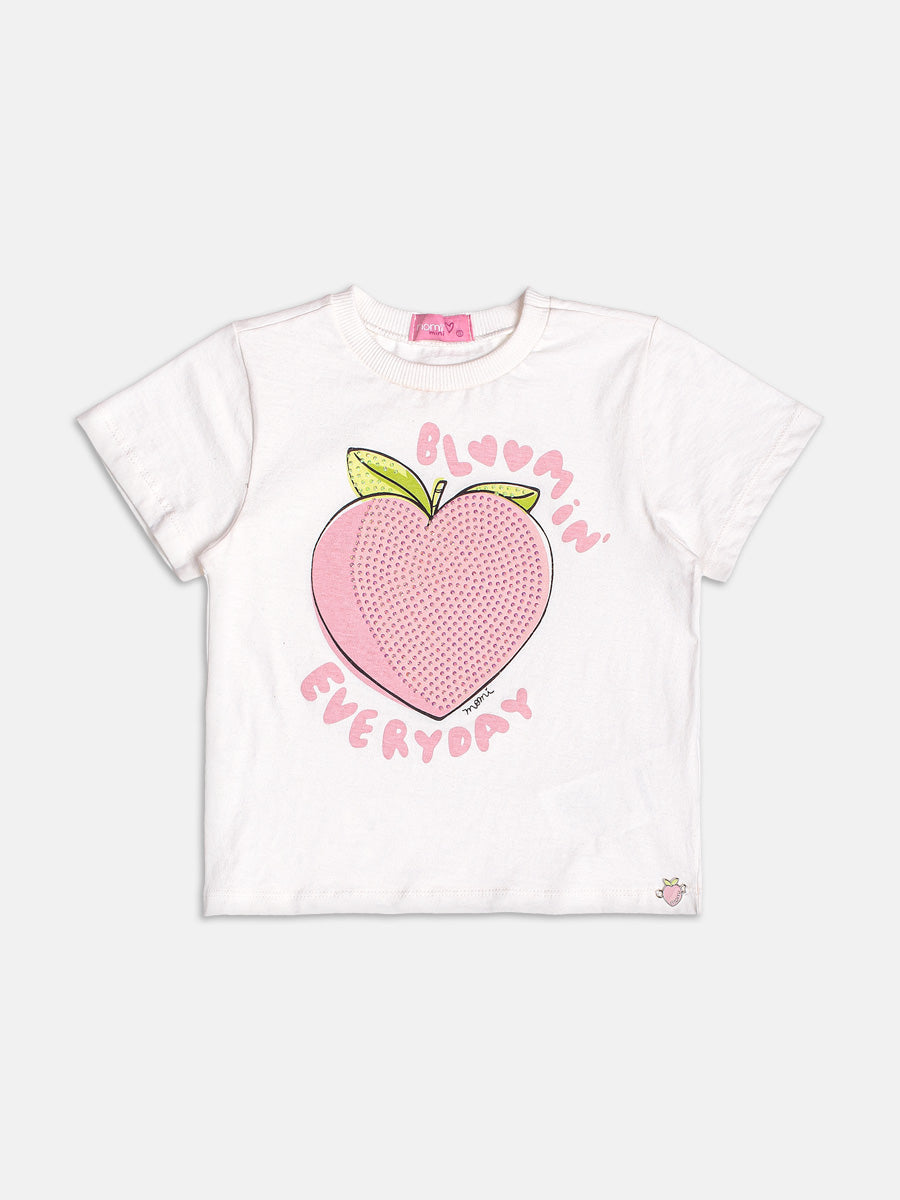 Peach Off Blouse With Rhinestones