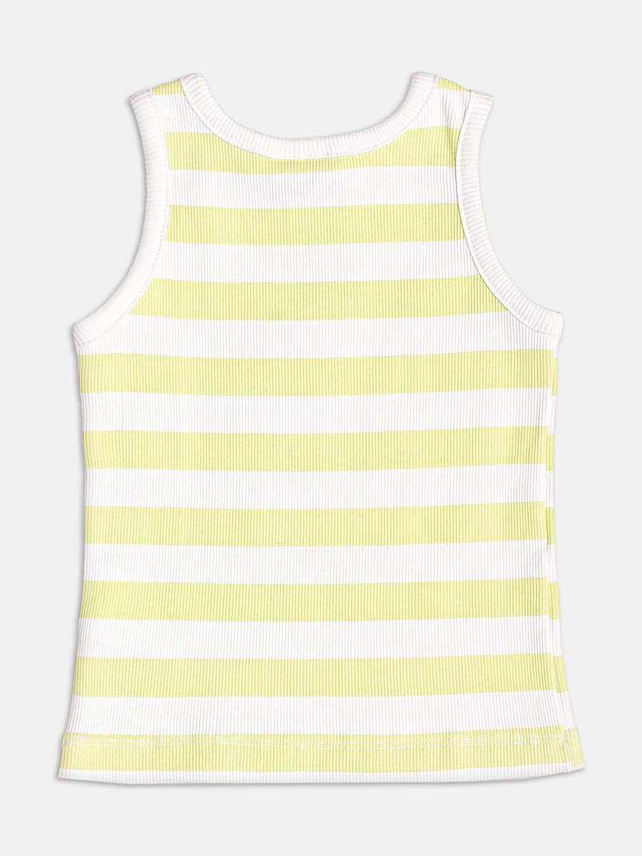Striped Tank Top with Flower Patch
