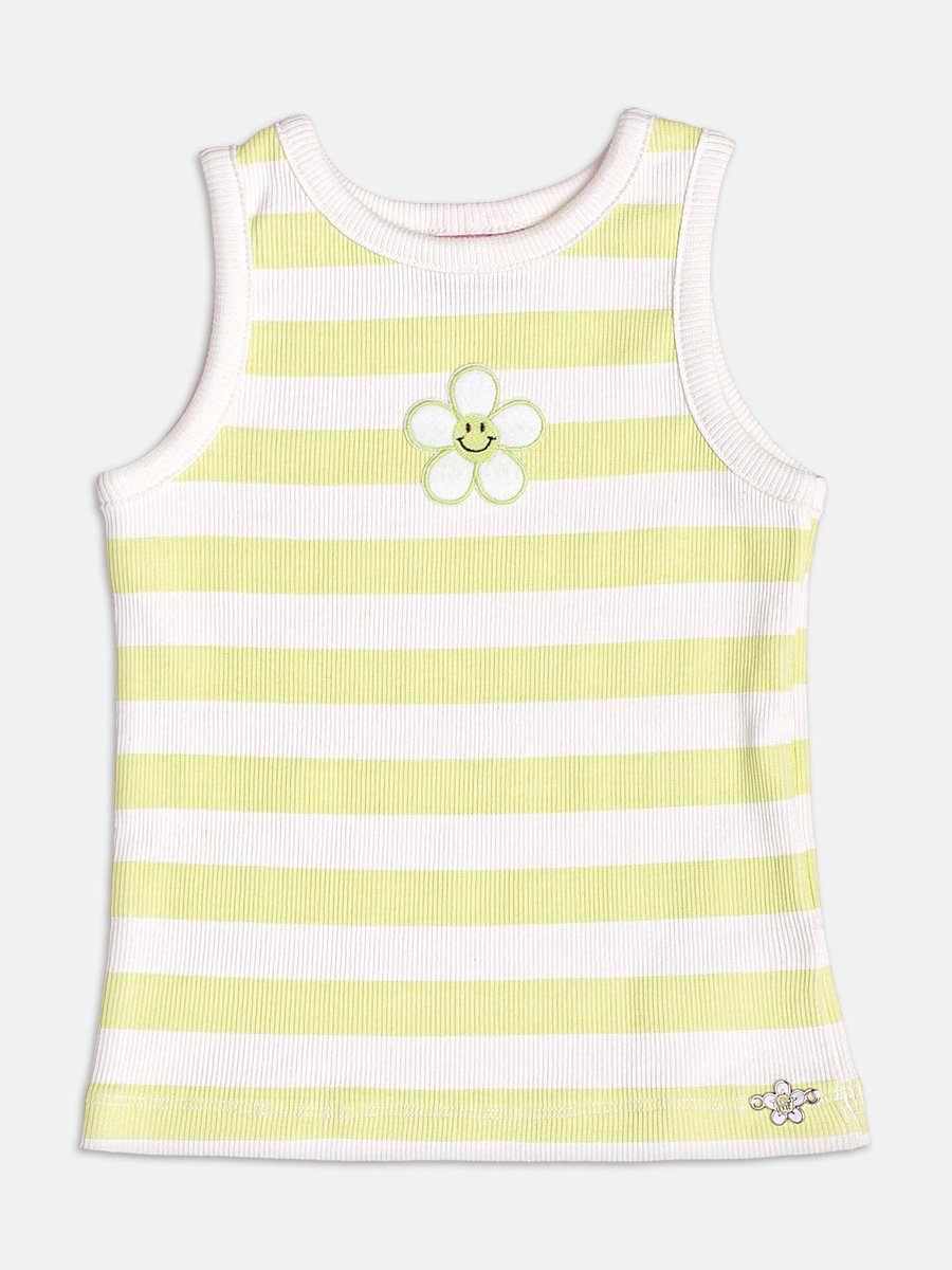 Striped Tank Top with Flower Patch