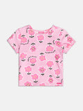 Short Sleeve Blouse with Abstract Flowers