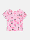 Short Sleeve Blouse with Abstract Flowers