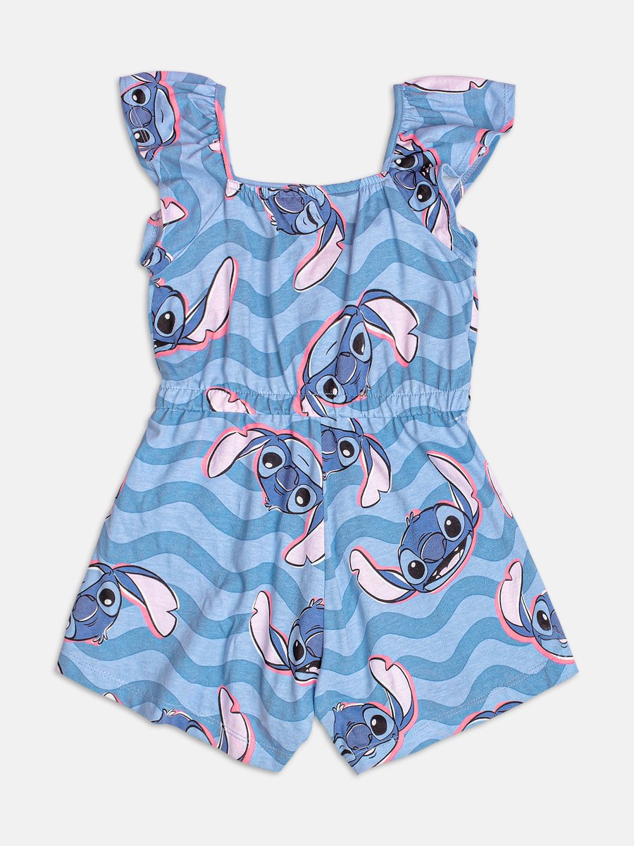 Blue Stitch Romper with Ruffles