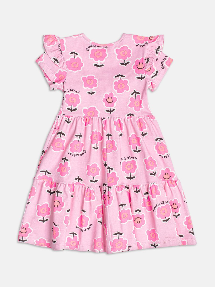 Pink Dress with Abstract Flowers