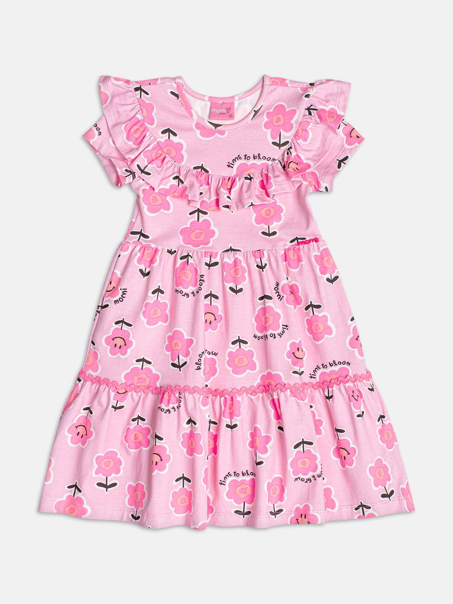 Pink Dress with Abstract Flowers
