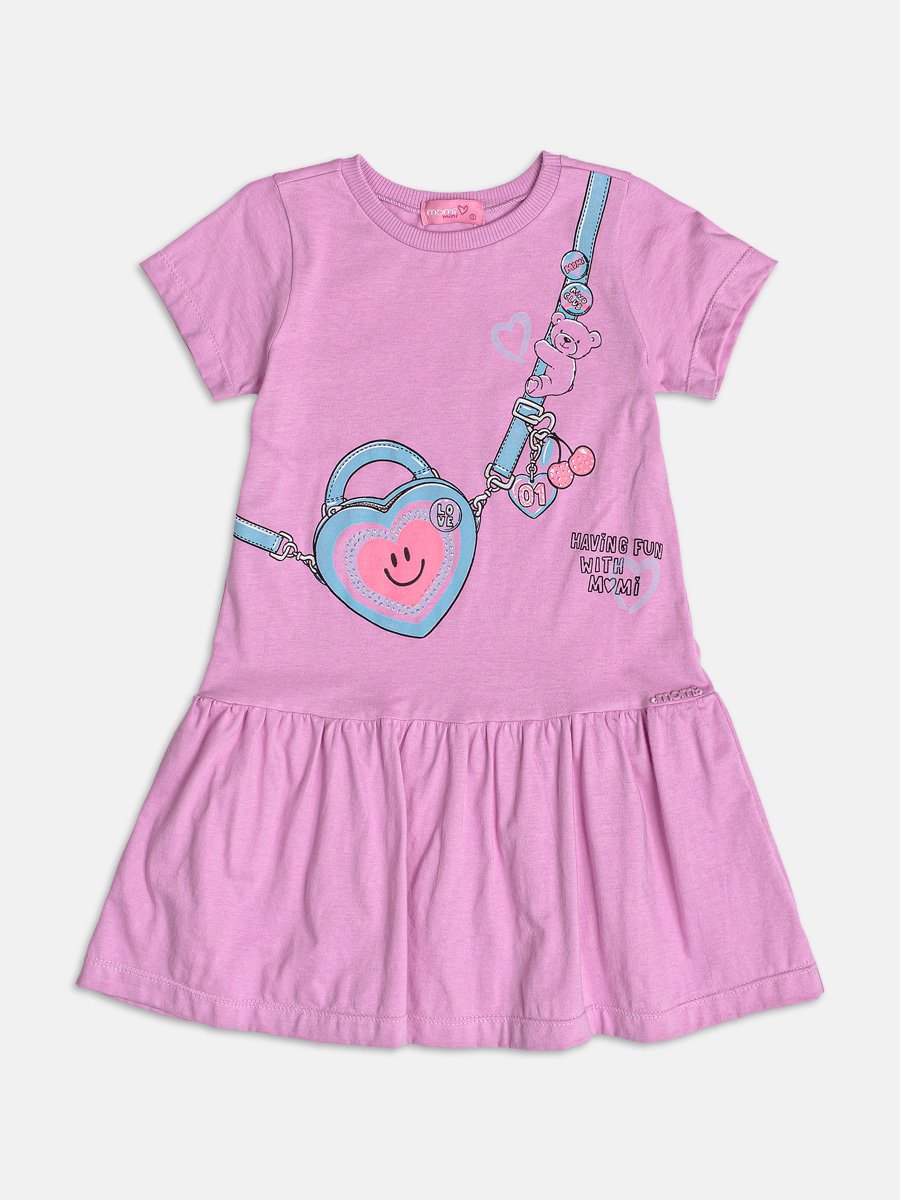 Lilac Dress with Rhinestone Bag