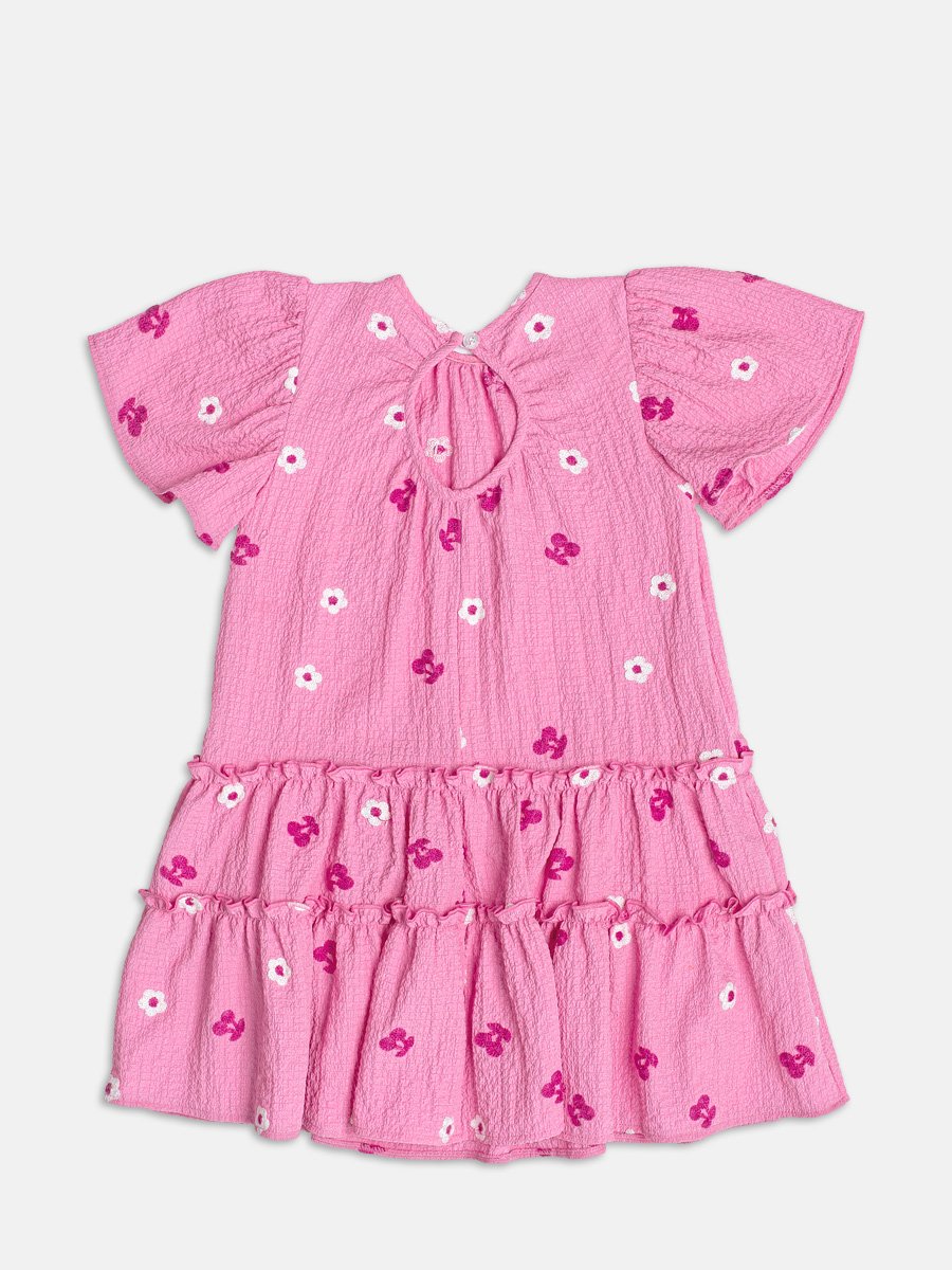 Pink Floral Ruched Dress