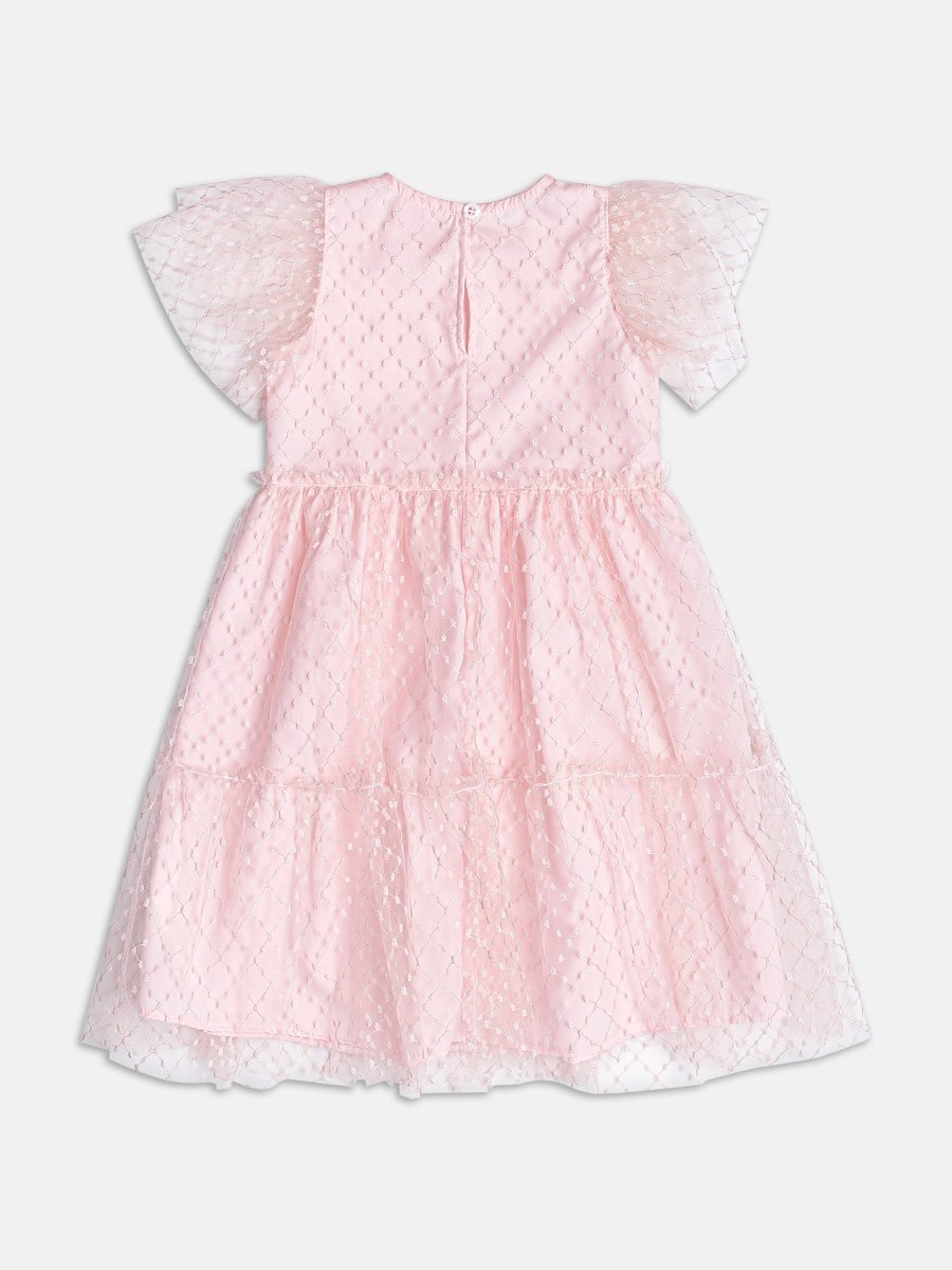 Rose Tulle Dress with Embroidery