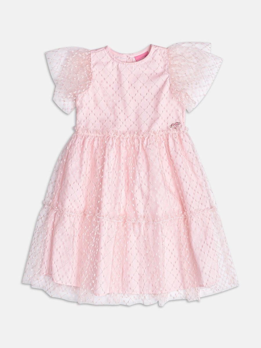 Rose Tulle Dress with Embroidery
