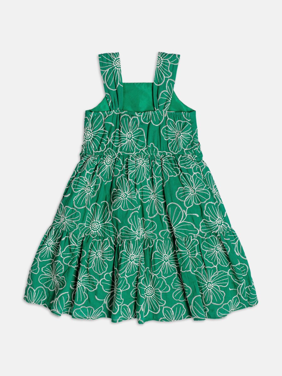 Laise Green Dress with Embroidery