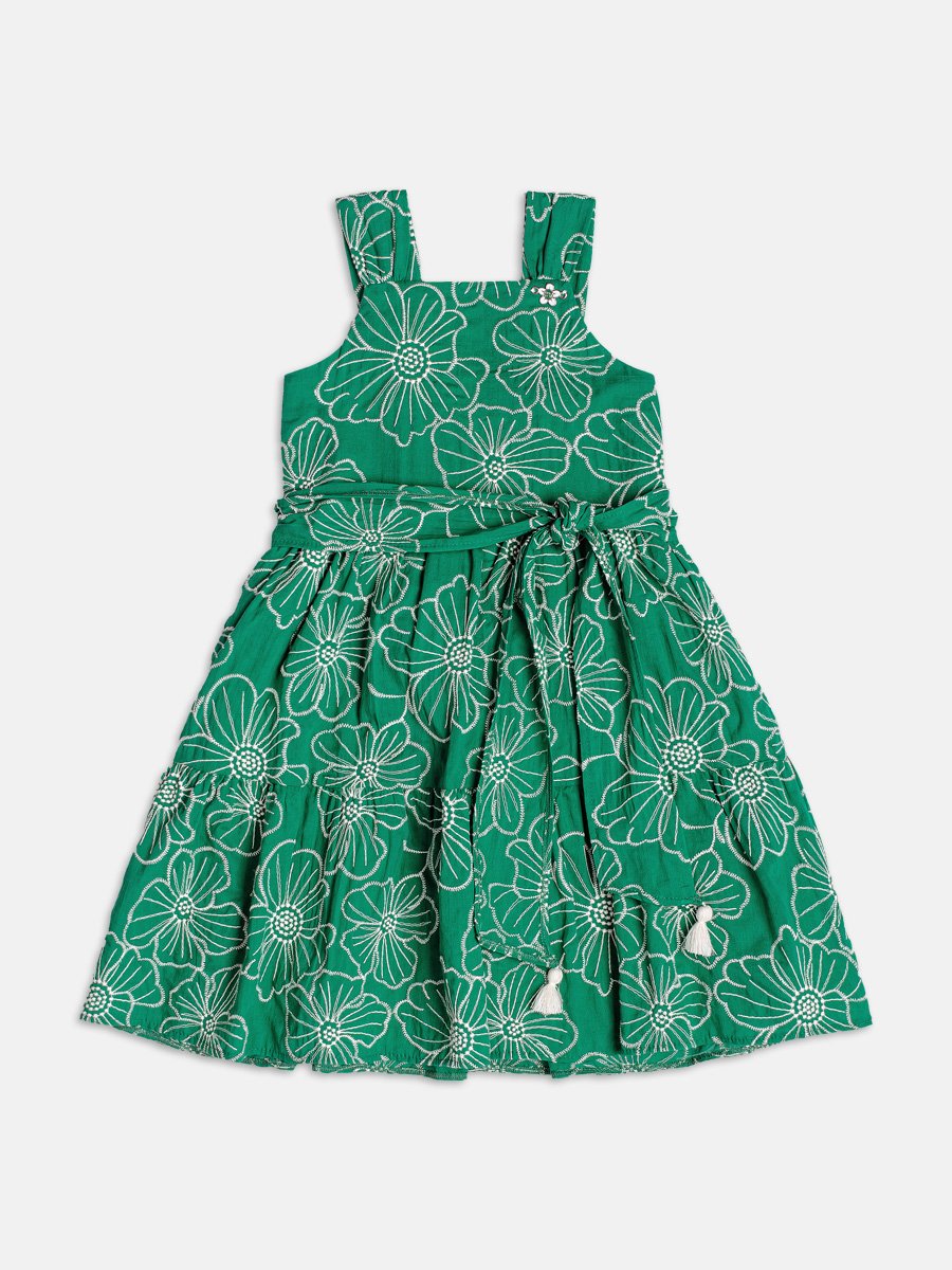 Laise Green Dress with Embroidery